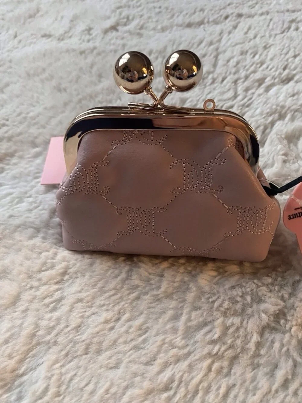 Juicy Couture‎ Flawless Kisslock Coin Purse W/Chain Strap Dusty Blush NEW